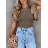 imageSHEWIN Womens Tops Casual Short Sleeve Shirts Crewneck Tshirts Shirts Spring Tops for Women 2025Ibrown