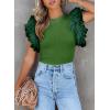 imageSHEWIN Womens Tops Casual Short Sleeve Shirts Crewneck Tshirts Shirts Spring Tops for Women 2025Jgreen