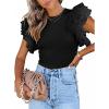 imageSHEWIN Womens Tops Casual Short Sleeve Shirts Crewneck Tshirts Shirts Spring Tops for Women 2025Ablack