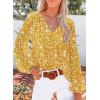 imageSHEWIN Womens Casual Boho Floral Print V Neck Long Sleeve Loose Blouses Shirts Tops2 Alicia Floral Yellow