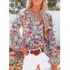 imageSHEWIN Womens Casual Boho Floral Print V Neck Long Sleeve Loose Blouses Shirts Tops2 Floral Purple