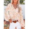 imageSHEWIN Womens Casual Boho Floral Print V Neck Long Sleeve Loose Blouses Shirts Tops2 New Floral Apricot