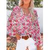 imageSHEWIN Womens Casual Boho Floral Print V Neck Long Sleeve Loose Blouses Shirts Tops2 New Floral Rose