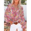 imageSHEWIN Womens Casual Boho Floral Print V Neck Long Sleeve Loose Blouses Shirts Tops2 Red