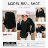 imageSHEWIN Womens Casual Boho Floral Print V Neck Long Sleeve Loose Blouses Shirts Tops4 Black