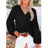 imageSHEWIN Womens Casual Boho Floral Print V Neck Long Sleeve Loose Blouses Shirts Tops4 Black