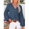 imageSHEWIN Womens Casual Boho Floral Print V Neck Long Sleeve Loose Blouses Shirts Tops4 Blue