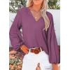 imageSHEWIN Womens Casual Boho Floral Print V Neck Long Sleeve Loose Blouses Shirts Tops4 Purple