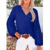 imageSHEWIN Womens Casual Boho Floral Print V Neck Long Sleeve Loose Blouses Shirts Tops5 Deep Blue