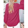 imageSHEWIN Womens Casual Boho Floral Print V Neck Long Sleeve Loose Blouses Shirts Tops5 Rose