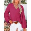 imageSHEWIN Womens Casual Boho Floral Print V Neck Long Sleeve Loose Blouses Shirts Tops5 Rose