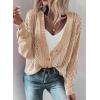 imageSHEWIN Cardigan Sweaters for Women Lightweight Long Sleeve Cable Knit Open Front Button Down Crochet Cardigans SweaterBeige