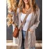 imageSHEWIN Women Open Front Side Slit 2024 Long Sleeve Oversized Cardigan Sweaters Knit Coats with PockrtsApricot