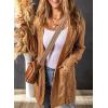 imageSHEWIN Women Open Front Side Slit 2024 Long Sleeve Oversized Cardigan Sweaters Knit Coats with PockrtsKhaki