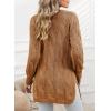 imageSHEWIN Women Open Front Side Slit 2024 Long Sleeve Oversized Cardigan Sweaters Knit Coats with PockrtsKhaki