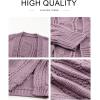 imageSHEWIN Women Open Front Side Slit 2024 Long Sleeve Oversized Cardigan Sweaters Knit Coats with PockrtsPurple