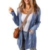 imageSHEWIN Women Open Front Side Slit 2024 Long Sleeve Oversized Cardigan Sweaters Knit Coats with PockrtsSky Blue