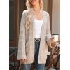 imageSHEWIN Womens Open Front Lightweight Cardigan Casual Long Sleeve Knit Loose Sweaters OutwearApricot