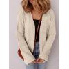 imageSHEWIN Womens Open Front Lightweight Cardigan Casual Long Sleeve Knit Loose Sweaters OutwearBeige