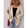 imageSHEWIN Womens Open Front Lightweight Cardigan Casual Long Sleeve Knit Loose Sweaters OutwearBeige