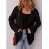 imageSHEWIN Womens Open Front Lightweight Cardigan Casual Long Sleeve Knit Loose Sweaters OutwearBlack