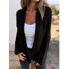 imageSHEWIN Womens Open Front Sweater Cardigan Casual Long Sleeve Knit Lightweight Outwear CoatBlack