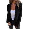 imageSHEWIN Womens Open Front Sweater Cardigan Casual Long Sleeve Knit Lightweight Outwear CoatBlack