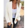 imageSHEWIN Womens Open Front Sweater Cardigan Casual Long Sleeve Knit Lightweight Outwear CoatWhite