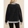 imageSHEWIN Womens Sweaters 2024 Casual Long Sleeve Contrast Crew Neck Knit Pullover Sweater Tops Fall ClothesBlack
