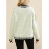 imageSHEWIN Womens Sweaters 2024 Casual Long Sleeve Contrast Crew Neck Knit Pullover Sweater Tops Fall ClothesWhite