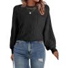 imageSHEWIN Womens Sweaters 2025 Casual Crewneck Long Sleeve Lightweight Checkered Knit Knit Pullover Sweater TopsBlack