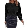 imageSHEWIN Womens Sweaters 2025 Casual Crewneck Long Sleeve Lightweight Checkered Knit Knit Pullover Sweater TopsBlack