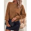 imageSHEWIN Womens Sweaters 2025 Casual Crewneck Long Sleeve Lightweight Checkered Knit Knit Pullover Sweater TopsBrown