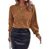 imageSHEWIN Womens Sweaters 2025 Casual Crewneck Long Sleeve Lightweight Checkered Knit Knit Pullover Sweater TopsBrown