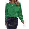 imageSHEWIN Womens Sweaters 2025 Casual Crewneck Long Sleeve Lightweight Checkered Knit Knit Pullover Sweater TopsGreen