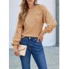 imageSHEWIN Womens Sweaters 2025 Casual Crewneck Long Sleeve Lightweight Checkered Knit Knit Pullover Sweater TopsKhaki