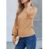imageSHEWIN Womens Sweaters 2025 Casual Crewneck Long Sleeve Lightweight Checkered Knit Knit Pullover Sweater TopsKhaki