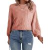 imageSHEWIN Womens Sweaters 2025 Casual Crewneck Long Sleeve Lightweight Checkered Knit Knit Pullover Sweater TopsPink