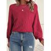 imageSHEWIN Womens Sweaters 2025 Casual Crewneck Long Sleeve Lightweight Checkered Knit Knit Pullover Sweater TopsRed