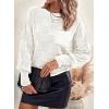 imageSHEWIN Womens Sweaters 2025 Casual Crewneck Long Sleeve Lightweight Checkered Knit Knit Pullover Sweater TopsWhite