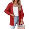 imageSHEWIN Womens Open Front Sweater Cardigan Casual Long Sleeve Knit Lightweight Outwear CoatFiery Red