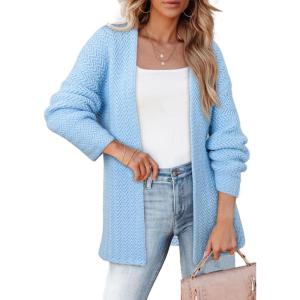 imageSHEWIN Womens Open Front Sweater Cardigan Casual Long Sleeve Knit Lightweight Outwear CoatBeau Blue