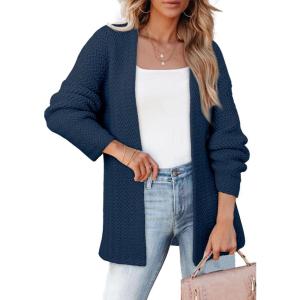 imageSHEWIN Womens Open Front Sweater Cardigan Casual Long Sleeve Knit Lightweight Outwear CoatNavy Blue
