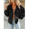 imageSHEWIN Jackets for Women Casual Long Sleeve Drawstring Fuzzy Sherpa Hooded Zip Up Jacket Coats With PocketsBlack