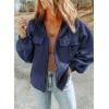 imageSHEWIN Jackets for Women Casual Long Sleeve Drawstring Fuzzy Sherpa Hooded Zip Up Jacket Coats With PocketsBlue