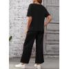 imageSHEWIN Womens 2 Piece Lounge Sets for Women Casual Waffle Knit Short Sleeve Tops and Wide Leg Pants Tracksuit SetBlack