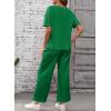 imageSHEWIN Womens 2 Piece Lounge Sets for Women Casual Waffle Knit Short Sleeve Tops and Wide Leg Pants Tracksuit SetGreen