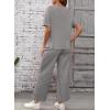 imageSHEWIN Womens 2 Piece Lounge Sets for Women Casual Waffle Knit Short Sleeve Tops and Wide Leg Pants Tracksuit SetGrey