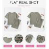 imageSHEWIN Womens 2 Piece Lounge Sets for Women Casual Waffle Knit Short Sleeve Tops and Wide Leg Pants Tracksuit SetMist Green