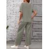 imageSHEWIN Womens 2 Piece Lounge Sets for Women Casual Waffle Knit Short Sleeve Tops and Wide Leg Pants Tracksuit SetMist Green